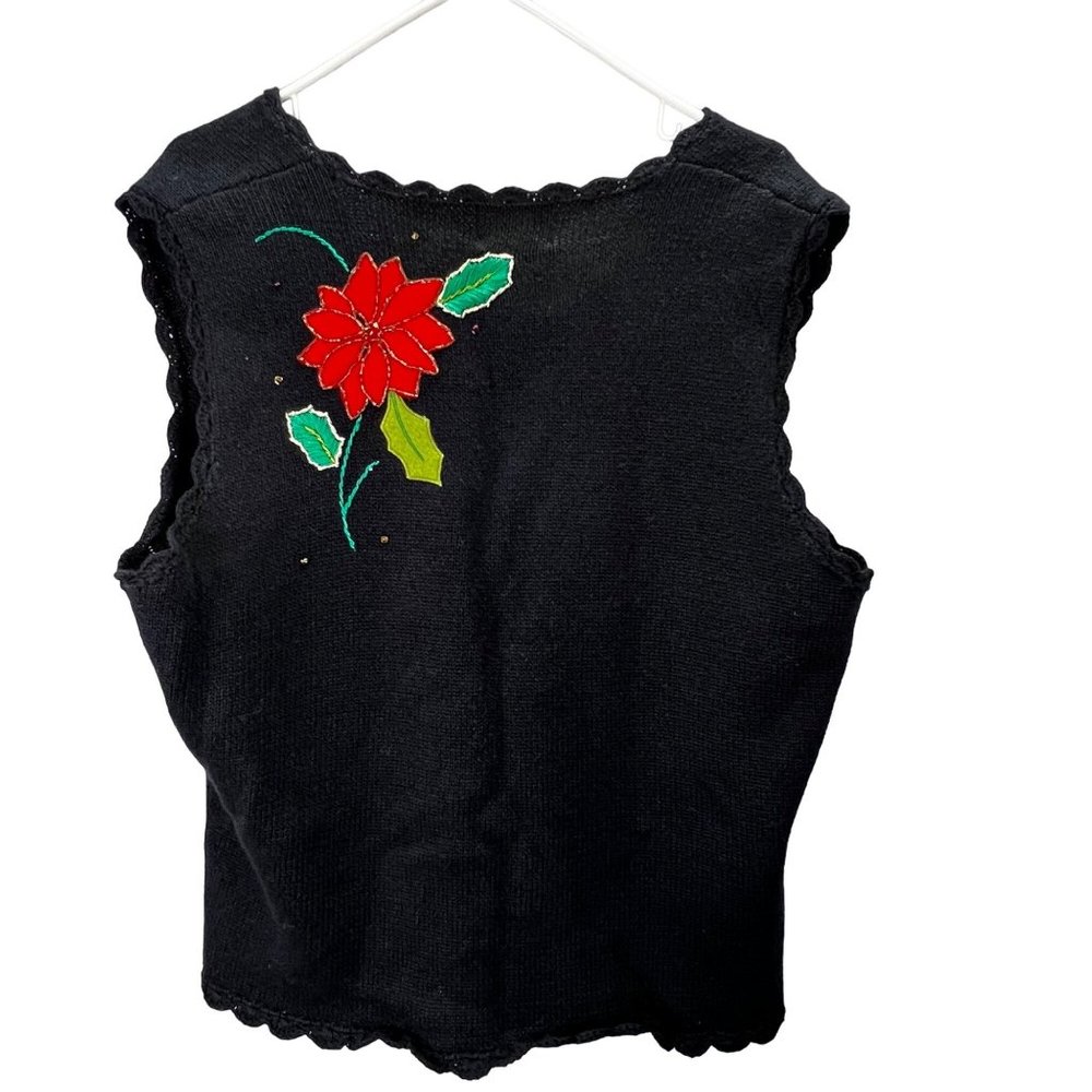Designers Originals Studio Joy Christmas Sweater Vest L Cardigan Black Holly - Picture 3 of 6